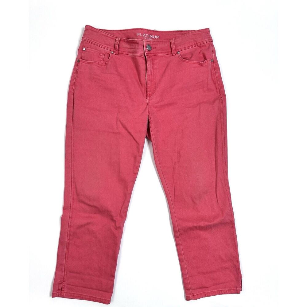 Chico’s Women's Platinum 0.5 Straight Crop Jeans Denim Salmon Pink Size 8